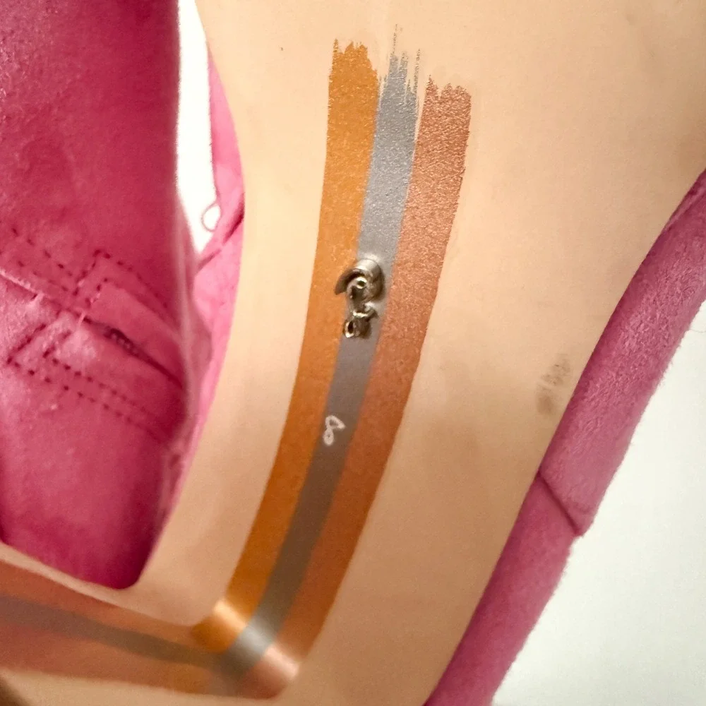 Sam Edelman Suede Ankle Boots Pink Square Toe Block Heel Platform 8 Pink Retro